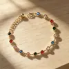 Pulseira Redonda Colorida com Diamantes, Pulseira Ajustável Vintage com Zircônia Arco-Íris Multicolorida, Design de Nicho Pulseira Versátil