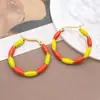 1 Pieza de 31x31 mm Acero Inoxidable Esmalte Gota de Aceite Dos Tonos Bambú Forma de U Geométrica Hebilla de Oreja Pendientes de Acero de Titanio Personalizados de Moda