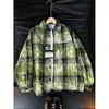 Camisa a Cuadros Tie-Dye Morada para Hombres y Mujeres Estilo Retro Vintage Americano Camisa a Cuadros de Manga Larga Para Vestir en Capas Ropa Exterior de Pareja