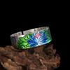 Pulsera Esmaltada Retro Azul Quemado Abierta Estilo Chino para Mujer, Pulsera Cloisonné Corazón de Loto Sutra del Corazón, Regalo de Cumpleaños para Madre