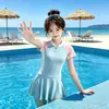 Traje de baño de una pieza de verano para niñas 2026 Nuevo Elegante Secado Rápido Traje de baño para Niños Mayores, Delgado Estilo Vestido de Verano para Niñas