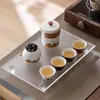 Juego de té portátil para viajes al aire libre, equipo para beber té en camping, taza de cerámica de servicio rápido, juego de té kung fu, regalo de oficina
