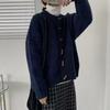 2025 Novo Inverno Estilo Coreano Gola Redonda Design Solto Jaqueta Suéter Botão de Madeira Feminino Estilo Preguiçoso Cardigã Tricotado Moderno