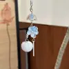 Colgante de campanilla de viento con florcitas azul rosa, accesorio para teléfono, llavero para bolso y cámara, cordón versátil, simple, juvenil