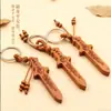 Adorno de Llavero de Madera con los Doce Animales del Zodiaco para Coche con Espada, Cuchillo, Buda Guanyin, Pequeño Colgante de Llavero Artístico Vintage