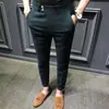 Pantalones Occidentales de Primavera y Otoño para Hombre Estilo Coreano Ajustados Pantalones Occidentales para Hombre Pierna Estrecha Casual Modernos Pantalones de Nueve Puntos Modernos para Hombre
