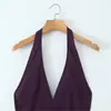 Diseño de Moda Otoño 2025 para Mujer: Vestido Francés Único, Versátil, Ajustado, Elegante con Cuello Halter