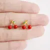 Aço Inoxidável 304 Pingente de Cereja Vermelha Acessórios de Gotejamento de Óleo Acessórios para Colar Pulseira DIY Feitos à Mão Joias Transfronteiriças Atacado
