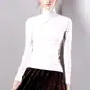 Nueva Camisa Base de Malla Elegante Ajustada de Cuello Alto para Primavera y Otoño 2025 Camisa de Malla Elástica Adelgazante de Manga Larga para Mujer