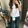 Entrega única camiseta branca de verão feminina algodão pesado 220g manga curta básica moda ombro empilhado top