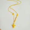 Collar Dorado Pequeño Dios de la Riqueza para Mujer Cadena Elegante para Clavícula Versátil Nuevo Estilo Chino Conjunto de Cadena con Colgante de Dios de la Riqueza de Moneda de Cobre