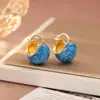 Brincos de Bola de Doce Coloridos Dopamina, Brincos Exquisitos de Esmalte de Alto Padrão com Glaze de Gotejamento, Brincos de Moda com Design de Nicho