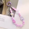 Pulseira de Corrente com Coração Estrela Laço Galvanizado Estilo Ins Lanyard para Celular de Pulso Acessório de Bolsa Pingente Estilo Ins