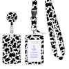 Lanyard Impreso de Poliéster con Estampado de Leopardo y Parche de ABS con Epoxi, Portatarjeta de Identificación de Extracción Fácil, Funda para Tarjeta, Set de Lanyard con Clip de Perro