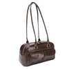 Bolso Nuevo para Mujer Moda Nicho Cuero de Cera de Abeja Bolso Bowling Multibolsillos Bolso de Axila Bolso de Mano para Viajes Diarios Bolso de Hombro