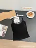 Camisola de encaje con paneles de lyocell cepillado de tirantes finos para otoño e invierno para mujer con copas, corte ajustado y hermoso diseño en la espalda
