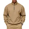 2026 Tamanho Grande Outono e Inverno Pulôver com Zíper Parcial Forrado de Fleece Cor Sólida Moletom Casual Moletom Masculino Cross-Border