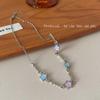 Collar de diamantes con destellos de estrellas coloridas para mujer, estilo dopamina de verano, cadena de clavícula con nicho, collar elegante y moderno.