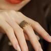 Anillo abierto de estilo vintage con borlas y cuentas redondas de estilo industrial pesado de Niche para mujer, diseño antiguo, estilo hueco