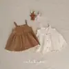 Vestido de Verano para Niña, Moda Elegante para Bebés y Niños Pequeños, Vestido de Tirantes de Princesa con Adorno de Encaje Ins de Moda