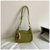 Bolsa Feminina Moda Coreana Preguiçosa Grande Capacidade Vazada Tecida, Bolsa Simples Casual Elegante para Trabalho e Dia a Dia, Bolsa Tendência Formato Dumpling