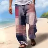 Pantalones Rectos de Hombre Estampados Multicolores Cuadrados Nuevos Otoño 2024 Sueltos Deportivos y Casuales