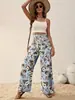 Pantalones Casuales Estampados de Caída Suelta Estilo Nuevo para Mujer Cintura Alta Adelgazantes Versátiles Ajustados Rectos Pierna Ancha