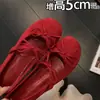 Versión en Stock~Cómodos Zapatos Mary Jane Rojos Invisibles de 5 cm para Mujeres Bajitas, Bailarinas Suaves