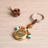 Latón Retro Cuentas Verdes Cuerda Zodiaco Chino Giratorio Llavero Creativo Accesorios Pequeño Regalo Colgante Colgante para Coche