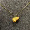 Colar de Prata Esterlina S925 com Acabamento Escovado Antigo, Cor Dourada, Três Dimensões de Abóbora e Cabaça, Nova Corrente Clavicular Exquisita Estilo Chinês