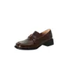 Mocasines cómodos de suela blanda a la moda de estilo británico con tacón grueso de 3.5 cm, zapatos nuevos vintage de punta cuadrada para mujer para primavera y otoño