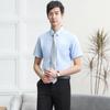 Camisa roja, negra y azul de manga corta con logo bordado transfronterizo para hombre y mujer, mismo estilo, atuendo profesional de verano, overol de hotel, ropa de trabajo