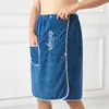 Bata para Hombre, Felpa de Coral, Se Puede Usar o Envolver Como una Toalla de Baño, Adecuada para Uso en Casa y Hotel, Elasticidad Ajustable