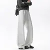 Pantalones Rectos Sueltos Estilo Nuevo Versátiles Otoño Americano Sencillo Peso Pesado Marca de Moda Pantalones de Chándal Deportivos para Hombre Casual Gris Oscuro