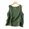Camisola de Algodón sin Mangas para Mujer Estilo Vintage con Parte Delantera Corta y Trasera Larga, Corte Holgado, Adelgazante, Color Sólido, Diseño Elegante, Top para Ropa Interior