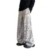 Pantalones de pana de pierna ancha con estampado completo para hombre, Pantalones forrados de forro polar para otoño e invierno, Pantalones casuales americanos, Rectos holgados retro a la moda