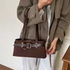 Bolsas de Comércio Exterior de Outono, Bolsa de Ombro Coreana de Nicho para Mulheres, Bolsa Baguete Vintage Fosca, Bolsa de Ombro de Mão Elegante de Luxo Leve