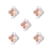Colgante Geométrico de Trébol de Cuatro Hojas Doble Colgante Colorido con Pedrería Accesorios para Joyería DIY Pendiente Pulsera W502