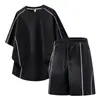 Conjunto Casual Esportivo de Toque Gelado de Verão para Homens, Conjunto de Duas Peças da Moda Tendência Marca Shorts para Corrida Fitness e Camiseta de Manga Curta