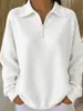 Nuevo Top Polo de Punto Gofrado de Manga Larga para Mujer, Color Puro, Cuello Solapa, Hombros Descubiertos, Media Cremallera, Otoño e Invierno 2025