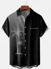 Estación independiente Nueva rayada hawaiana casual árbol de coco estampado holgada casual camisa de manga corta para hombre verano