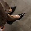 Sandalias cerradas de cuero estilo francés, sin cordones, punta fina poco profunda, elegantes zapatos de trabajo de tacón de gatito, sandalias caladas para mujer