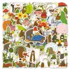 50 adesivos originais fofos desenhados à mão com tema de floresta, adesivos de grafite estilo floresta não infratores para fones de ouvido e planners