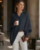 Suéter de punto pullover de cuello redondo para mujer, estilo cruzado europeo y americano, otoño e invierno 2026, suéter casual de color liso holgado para mujer, Amazon