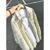 Camisa de cuadros retro americana para hombre, otoño, corte holgado, talla grande, manga larga, chaqueta casual versátil para pareja