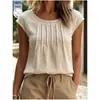 AliExpress Transfronterizo Nuevo Verano 2026 Top Casual Manga Acampanada Hueco Cuello Redondo Vacaciones Mono Dropshipping