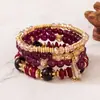 Pulsera Bohemia de venta caliente transfronteriza con colgante de cristal, cuatro pulseras de cuentas de vidrio, elástica, exquisita joya para la mano