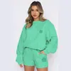 Traje Deportivo Americano 2025 para Mujer Otoño Nuevo Redondo Holgado Estampado Sudadera Moda Running Dos