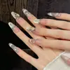 Taiwu Original [Cristal Diamante Dourado Escarlate] Gradiente Rosa Nude Diamante Dourado Unhas Usáveis Feitas à Mão Luxo Leve Diamante Cintilante Peças de Nail Art Avançadas