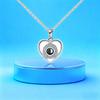 Venta Caliente Transfronteriza 100 Idiomas Te Amo Corazón Plateado en Cobre Collar de Proyección Cadena de Clavícula de Moda Personalización de Foto